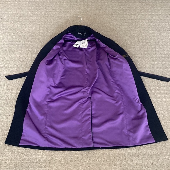 Zara Manteco Wool Satin Combination Bomber Jacket Duster Longline Pea Coat sz XS - Picture 12 of 16